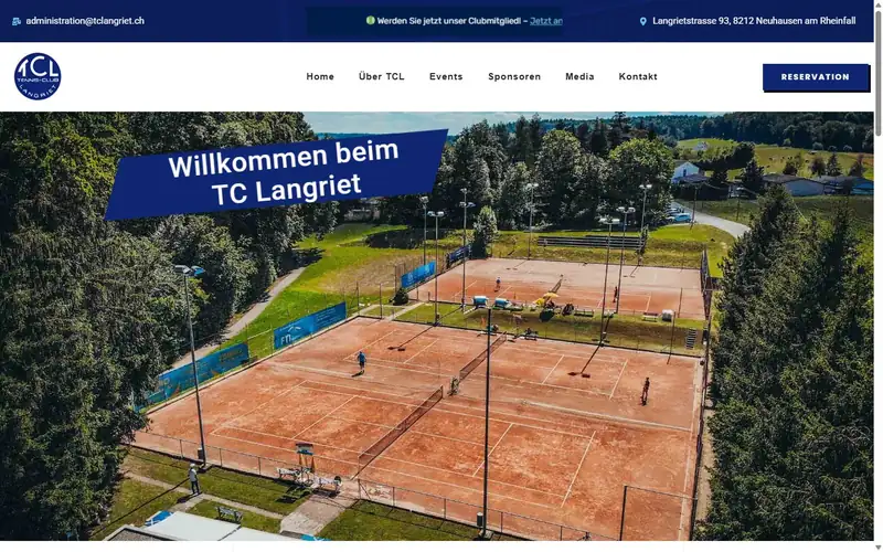 Startseite der Website von TC Langriet